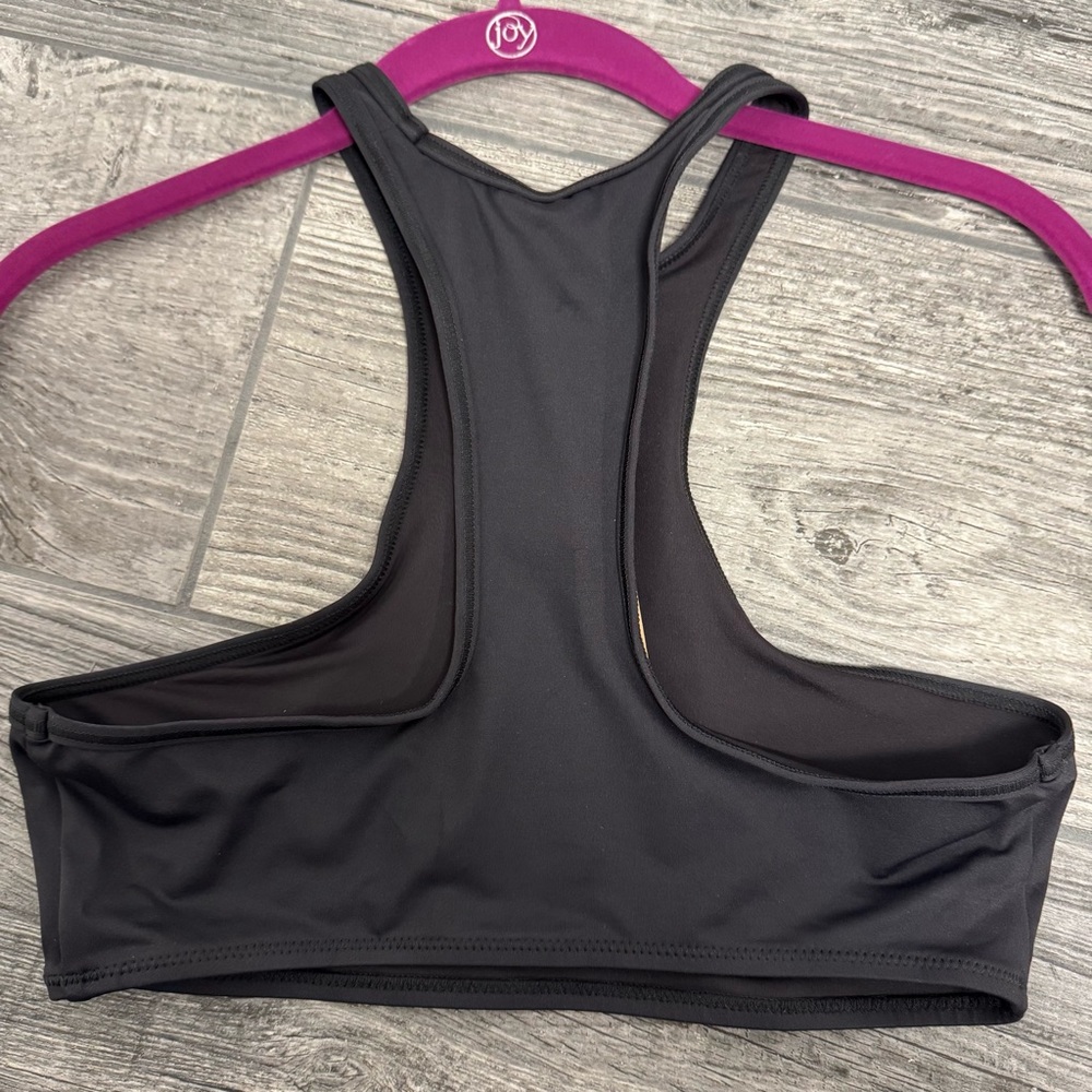Skims Recycled Swim High Neck Raceback Top Medium Onyx - Picture 2 of 4